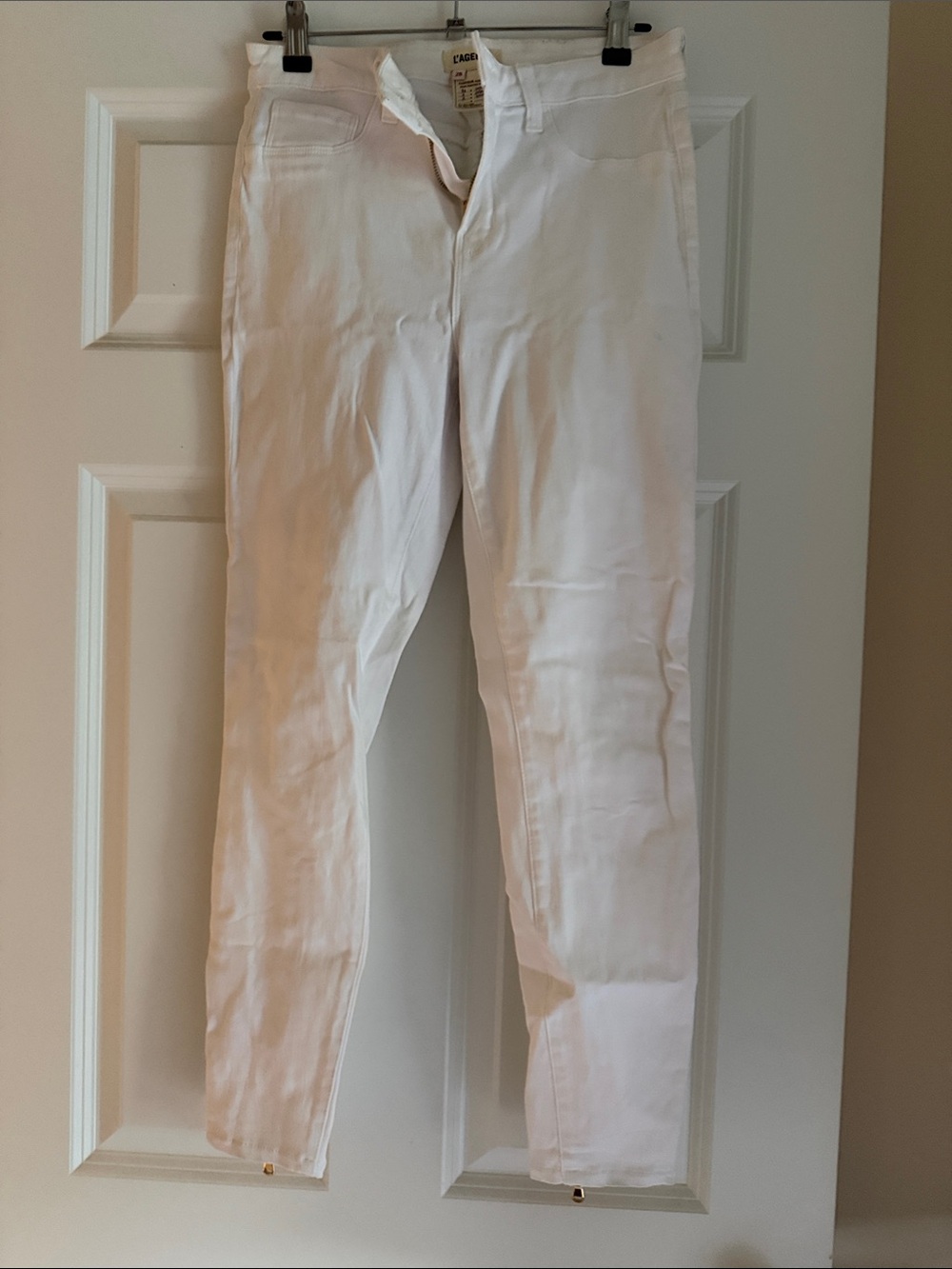 L'AGENCE White Ankle Crop Jeans(Back zipper)